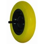 RODA CARRO MAO POLIURETANO AMARELA 3.50-8 C/EIXO 20mm